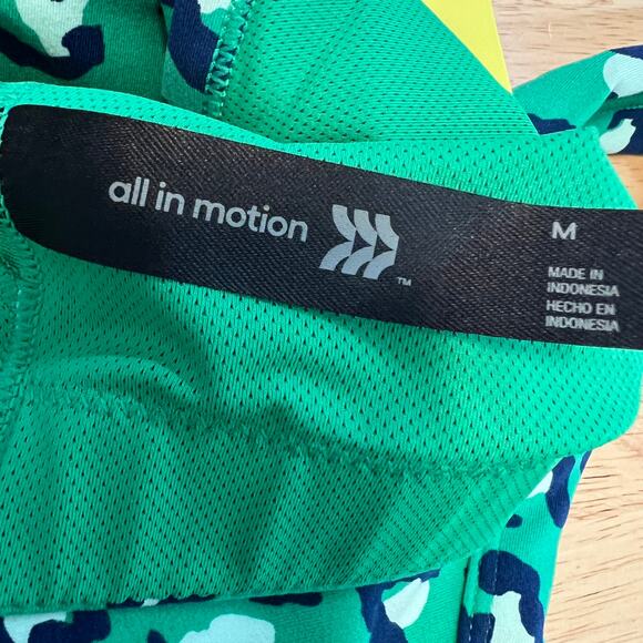 All in Motion Women's Green Leopard Print Asymmetrical Sports Bra - Medium - NWT - Picture 2 of 6
